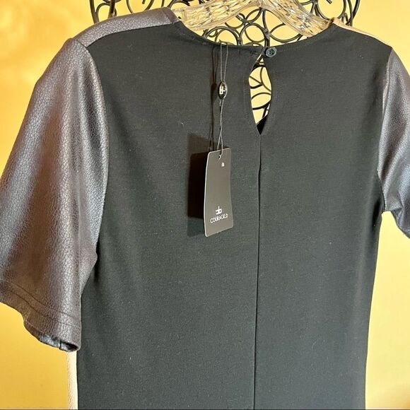COURAGE.b BLACK/BEIGE FAUX LEATHER/SUEDE ROMATA DRESS S NWT - Picture 7 of 16